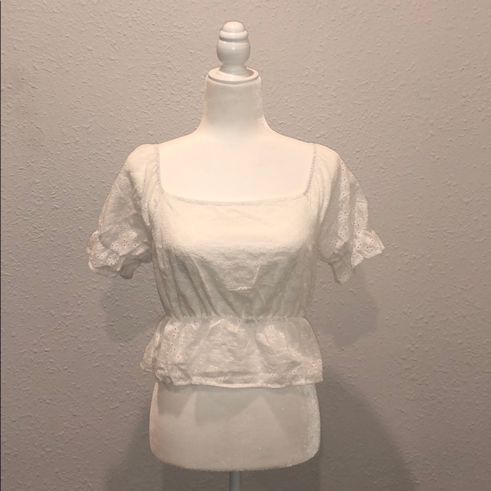 Shein White Peplum Top